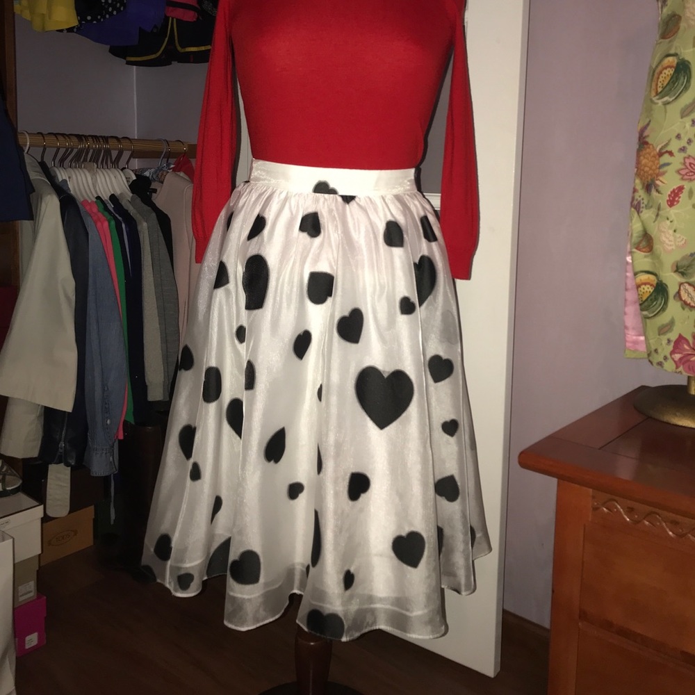 J. Crew Organza Skirt in Heart Print